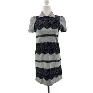 Alexander McQueen Lace Gothic Baby Doll Polo Gray Dress Womens Small